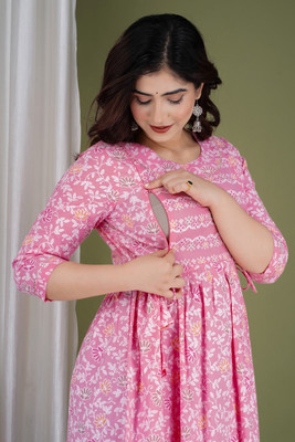 GULJIFASHION Women Maternity/Nursing Nighty(Pink)