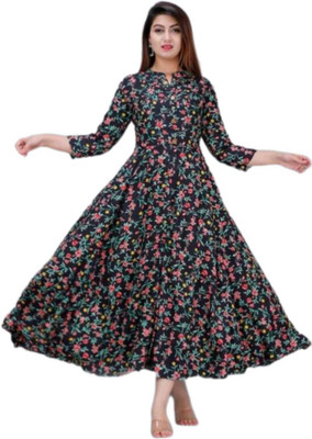 gowan Flared/A-line Gown(Black)
