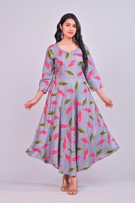 CHHAVNI CREATION Flared/A-line Gown(Grey)