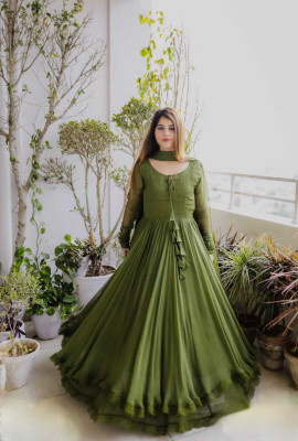 pramukh creation Anarkali Gown(Green)