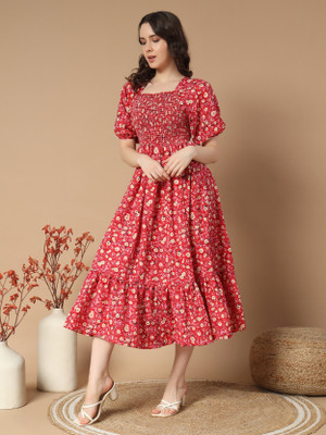 Femvy Anarkali Gown(Red)