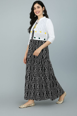 mahi creation Flared/A-line Gown(Black)
