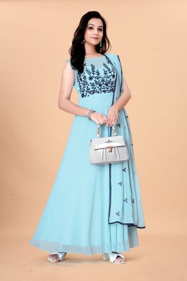 SHAIN CREATION Flared/A-line Gown(Light Blue)