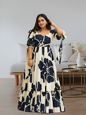 Barters boutique Flared/A-line Gown(Dark Blue)