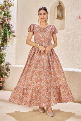 Odd by chansi Trendz Anarkali Gown(Orange)