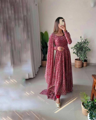 MANIJAYFAB Anarkali Gown(Maroon)