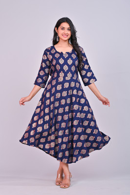 Jaipry Trends Flared/A-line Gown(Blue)
