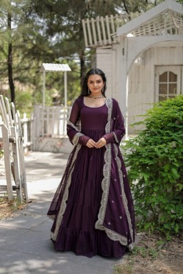 FASHION BASKET Flared/A-line Gown(Purple)