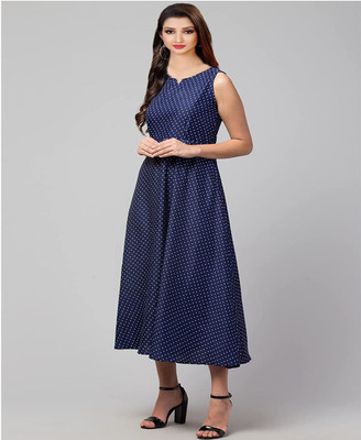 Kuber taxtile Flared/A-line Gown(Blue)