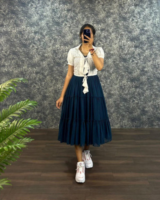 DHAAGA Flared/A-line Gown(Blue)
