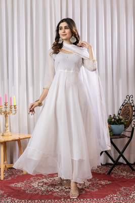 NIRYA FASHION Anarkali Gown(White)