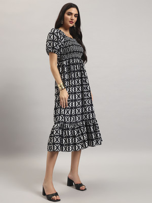 Jash Creation Women Fit and Flare Black Ankle Length Dress