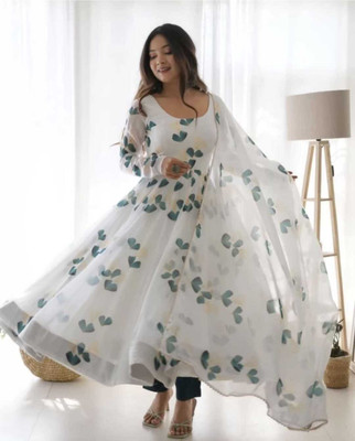 Nakrani Fashion Anarkali Gown(White)