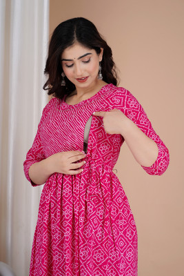 GULJIFASHION Women Maternity/Nursing Nighty(Pink)