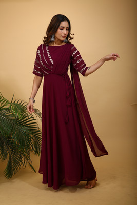 SANCIA Flared/A-line Gown(Maroon)