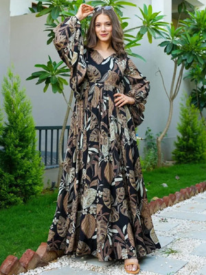 mayara fashion Flared/A-line Gown(Black)