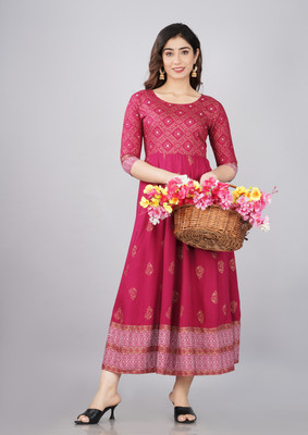Trishikha Anarkali Gown(Red, Gold)