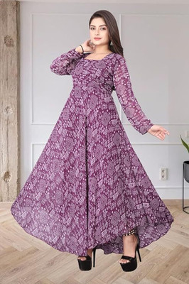 Rudraksh Fashion Flared/A-line Gown(Purple)