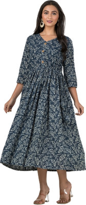 Crazy Needle Flared/A-line Gown(Blue)