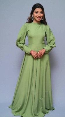 GK TEXTILE Anarkali Gown(Green)