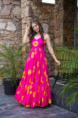 mayara fashion Flared/A-line Gown(Pink)