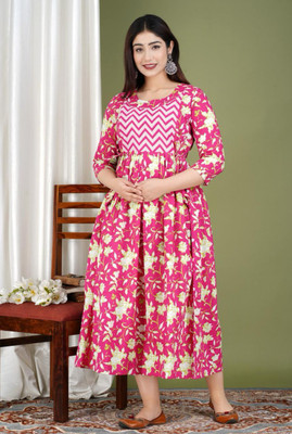 VF Rajasthan Flared/A-line Gown(Pink)