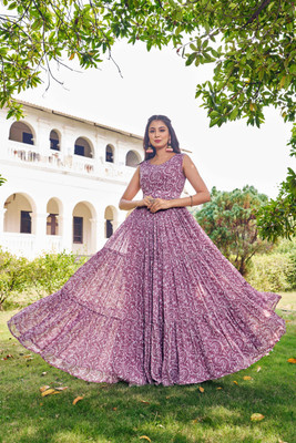 Odd by chansi Trendz Flared/A-line Gown(Brown)