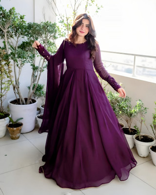 KELIFASHION Anarkali Gown(Purple)