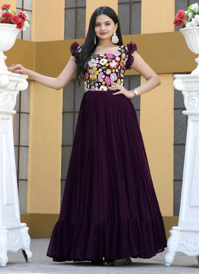 VIMURA FASHION Flared/A-line Gown(Purple)