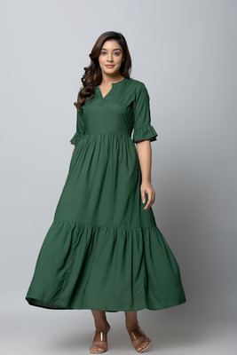 VIHAAN IMPEX Flared/A-line Gown(Pink)