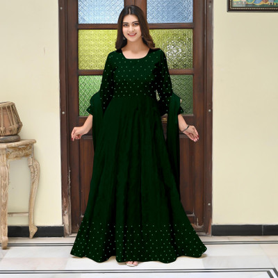MISS CLOTHING Anarkali Gown(Green)