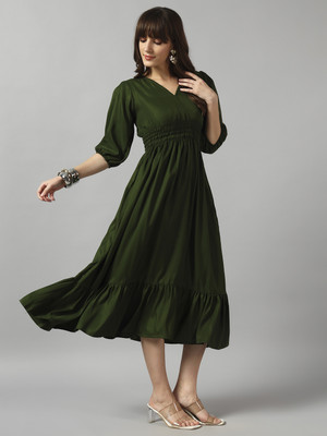 Femvy Women Solid Ethnic Dress Kurta(Light Green)