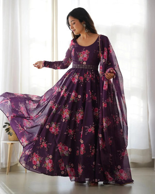A A ITALIA Anarkali Gown(Purple)