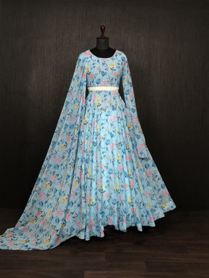 parrot creation Flared/A-line Gown(Light Blue)