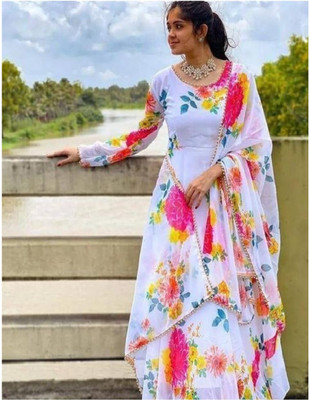 RAJESH TEX Anarkali Gown(White)