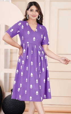 Priyanshi Fashions Flared/A-line Gown(Purple)