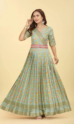 Odd by chansi Trendz Flared/A-line Gown(Light Green)