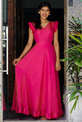Kedar Fab Anarkali Gown(Pink)