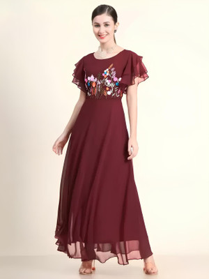 Archi Enterprise Flared/A-line Gown(Maroon)
