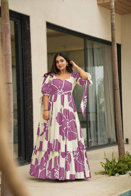 zoentik enterprise Flared/A-line Gown(Pink)