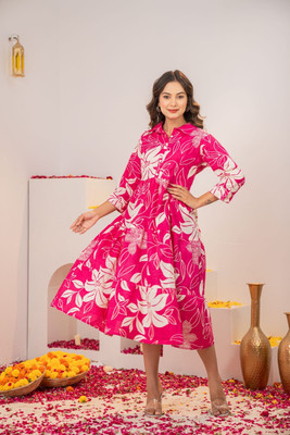 LAXMI CREATIONES Flared/A-line Gown(Pink)