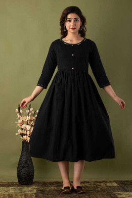 Chahat Gartex Flared/A-line Gown(Black)