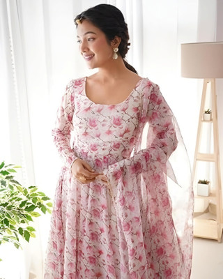 SHIV FASHION Anarkali Gown(White)