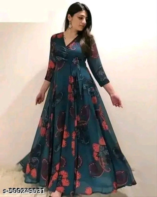A TO Z FASHION Flared/A-line Gown(Blue)