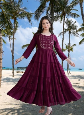 CHARVI CREATION Flared/A-line Gown(Purple)