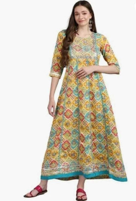 LAXMI CREATIONES Flared/A-line Gown(Yellow)