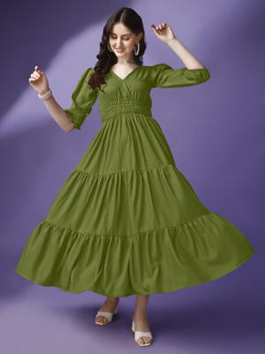 Femvy Anarkali Gown(Light Green)