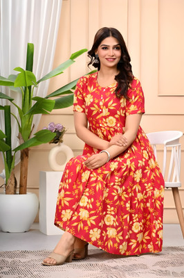 SumanHub Creation Flared/A-line Gown(Red)
