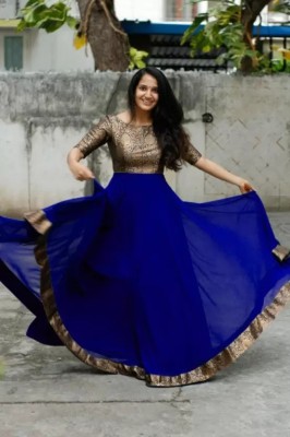 Riyal Anarkali Gown(Dark Blue)