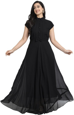 VHM FASHION Flared/A-line Gown(Black)
